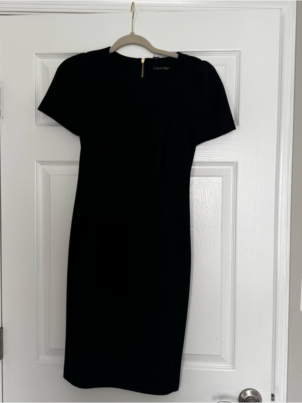 Calvin Klein Black Short-Sleeve Midi Sheath Dress
